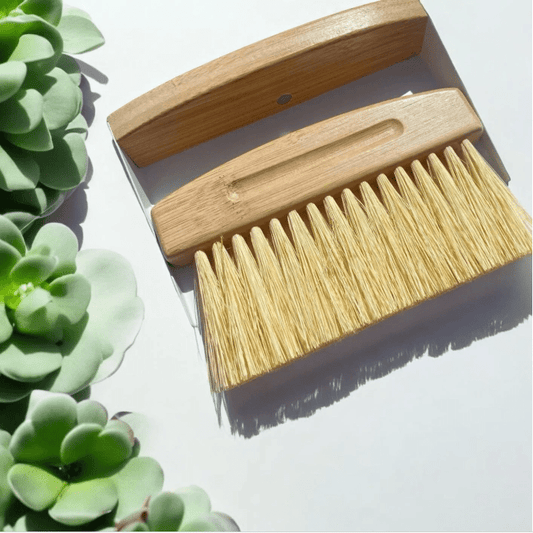 Bamboo Dust Pan With Brush - Chickadees Wooden Toys