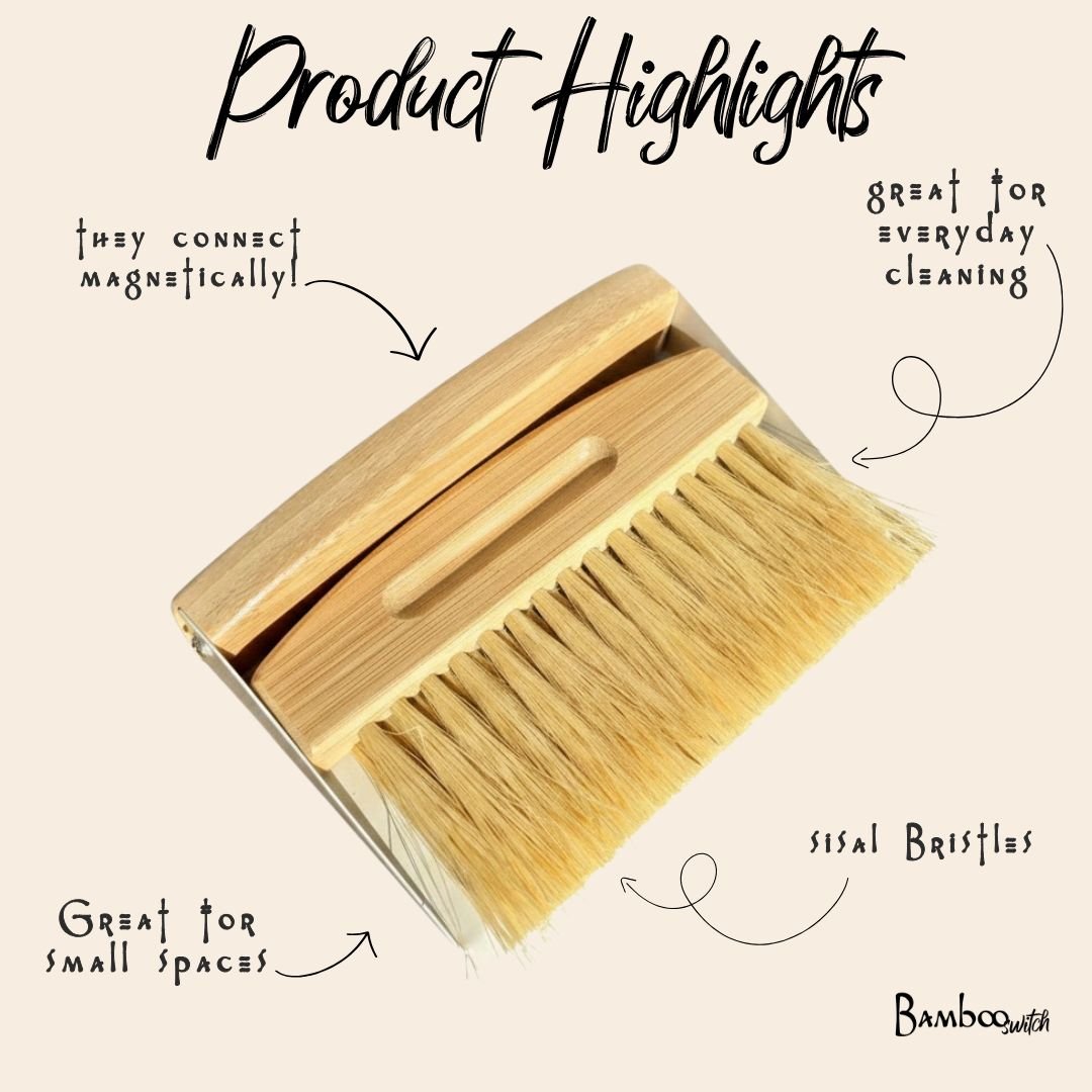 Bamboo Dust Pan With Brush - Chickadees Wooden Toys