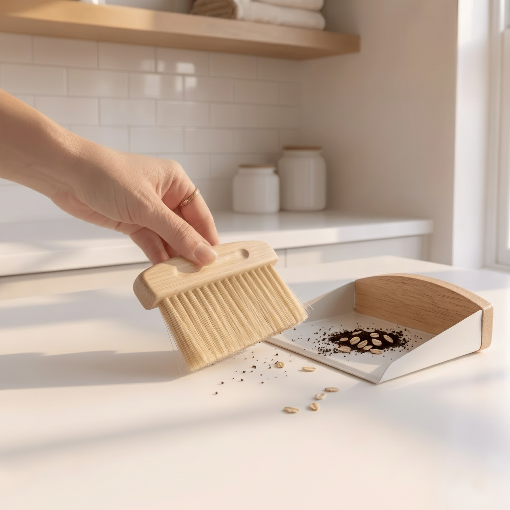 Bamboo Dust Pan With Brush