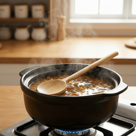 Bamboo Long Handle Round Spoon