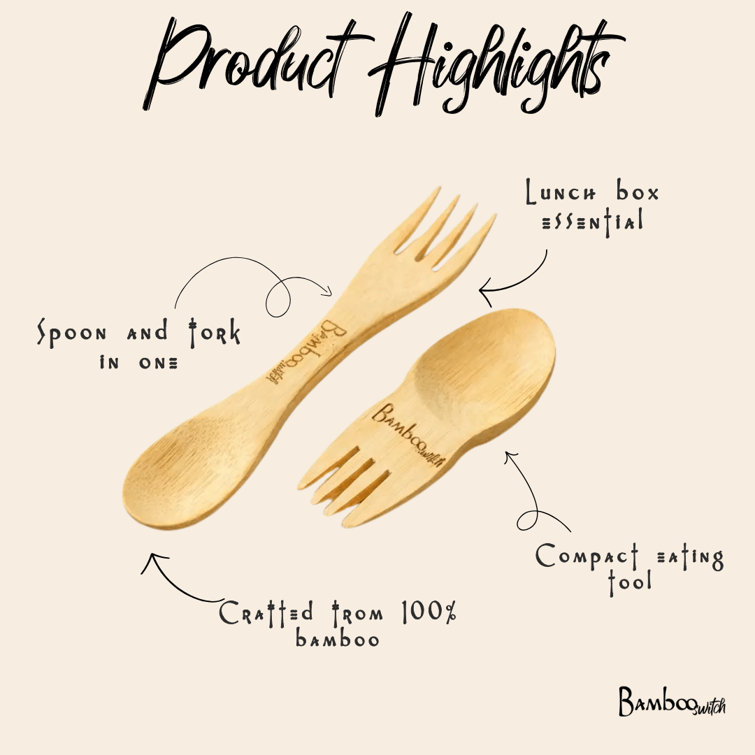 Bamboo Mini Spork Utensil - Chickadees Wooden Toys