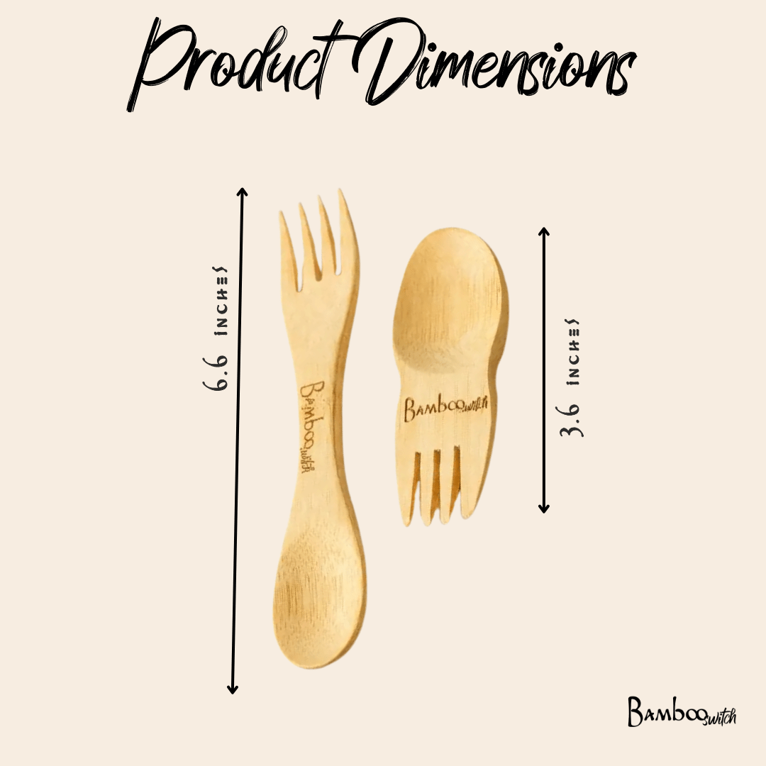 Bamboo Mini Spork Utensil - Chickadees Wooden Toys