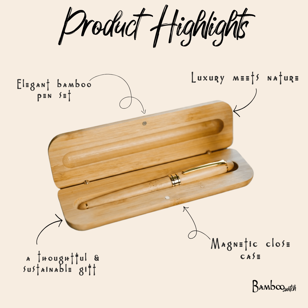 Bamboo Pen in Case - Chickadees Wooden Toys