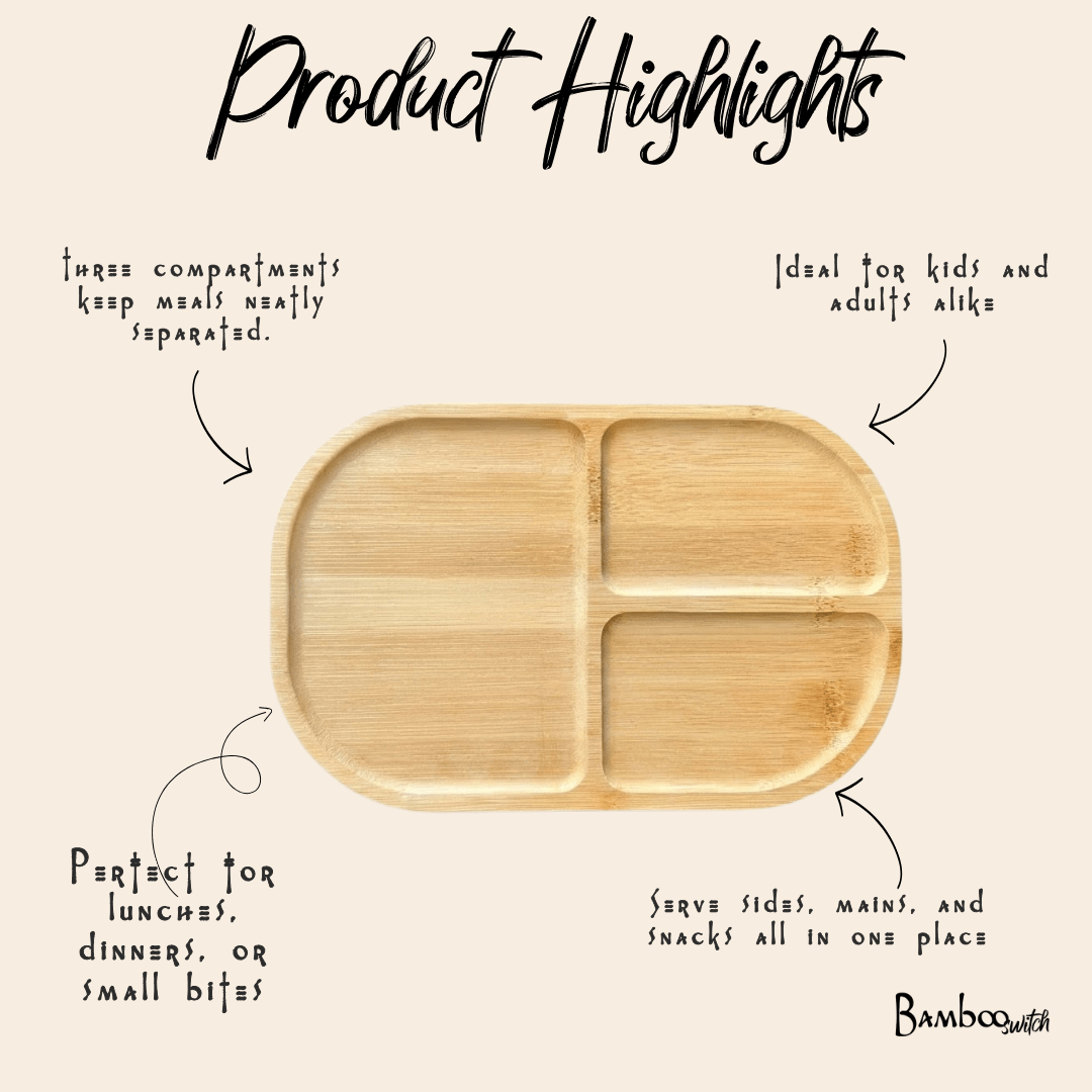 Bamboo Plate | Sectioned - Chickadees Wooden Toys