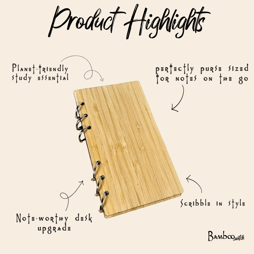 Bamboo Ringed Notebook - Chickadees Wooden Toys