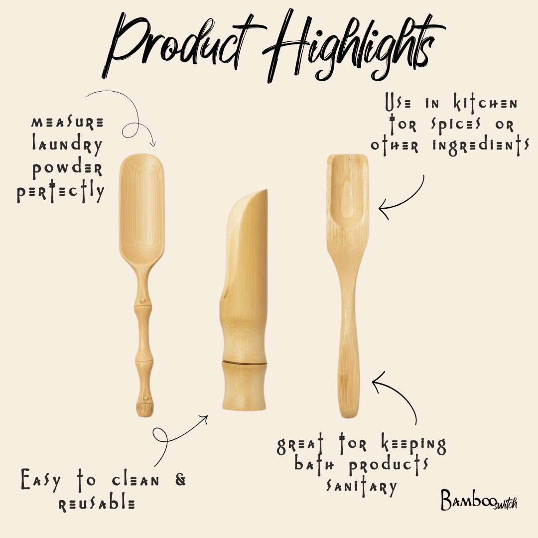 Bamboo Scoop | Hand Carved Handle - Chickadees Wooden Toys