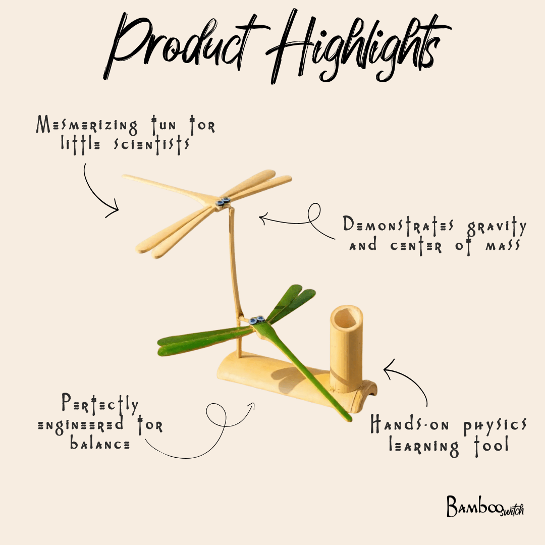 Bamboo Self Balancing Dragonflies - Chickadees Wooden Toys