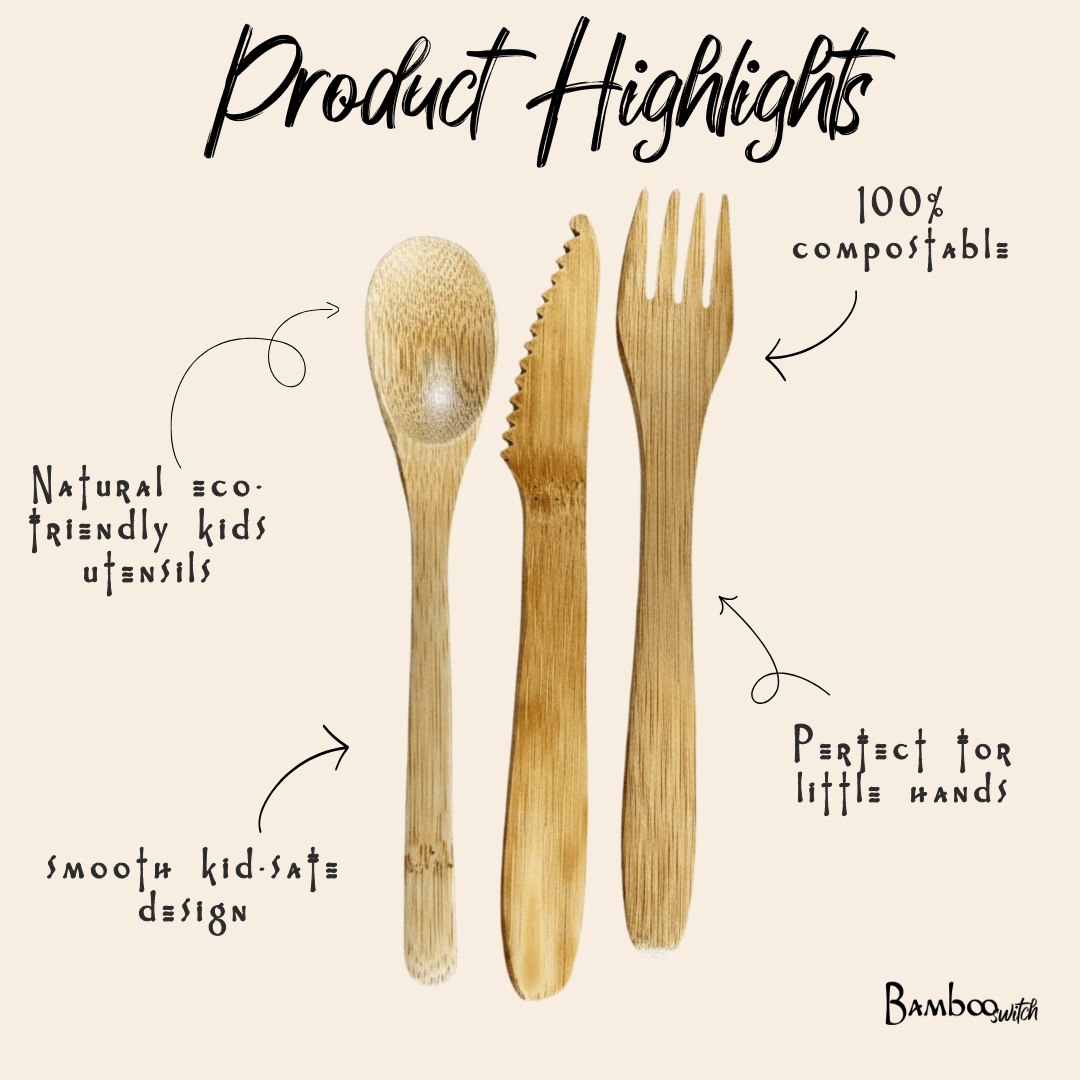 Bamboo Travel Cutlery Set | Kids - Chickadees Wooden Toys