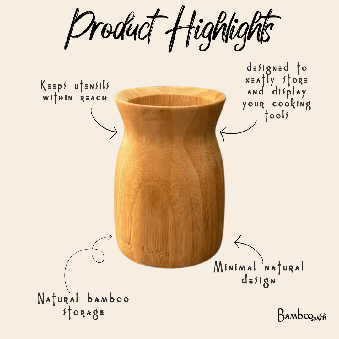 Bamboo Utensil Holder - Chickadees Wooden Toys