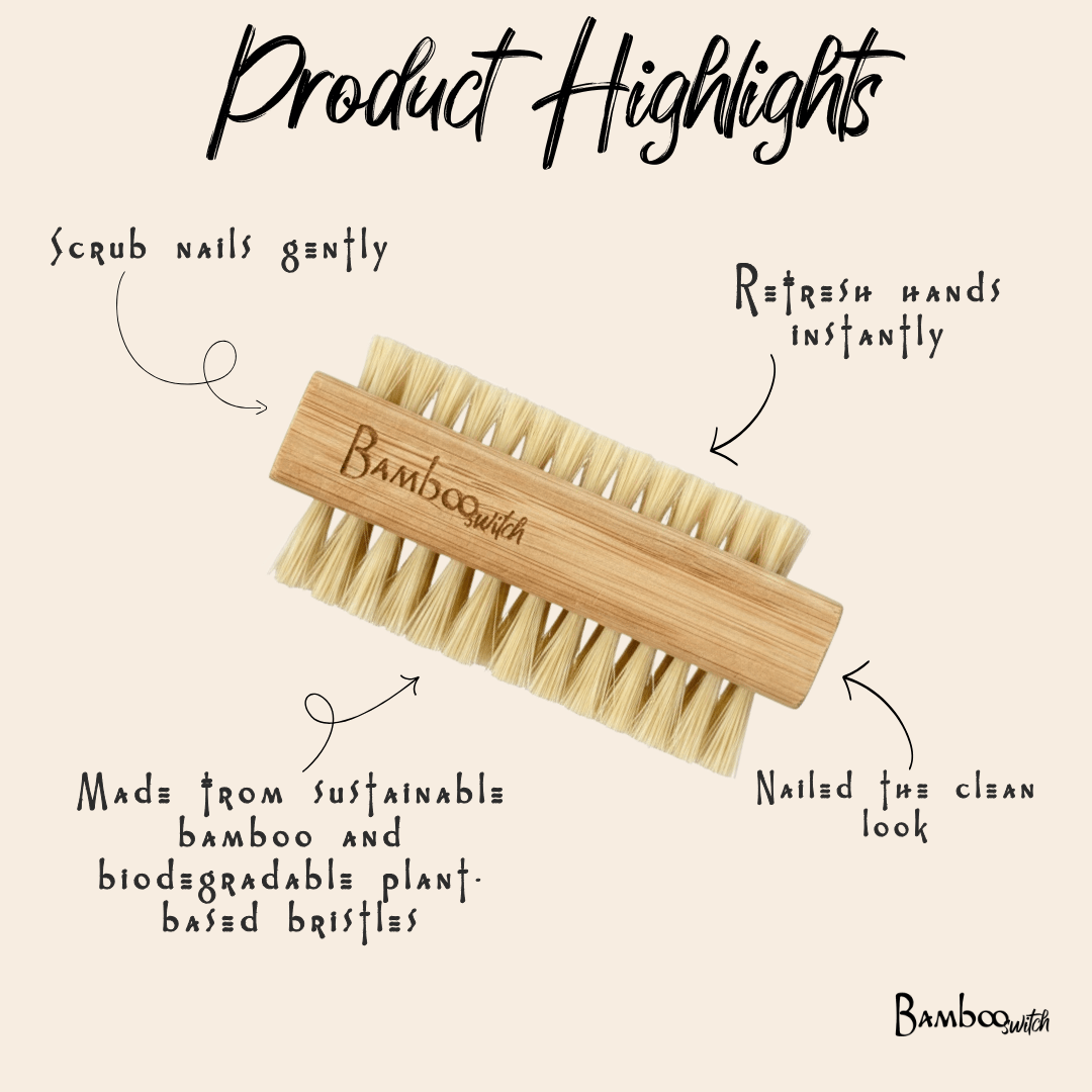 Bamboo Vegan Nail Brush | Sisal Bristles - Chickadees Wooden Toys