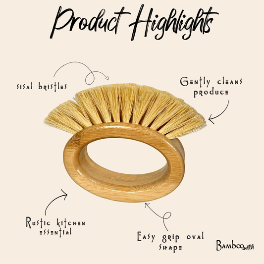 Bamboo Veggie Cleaning Brush | Oval - Chickadees Wooden Toys