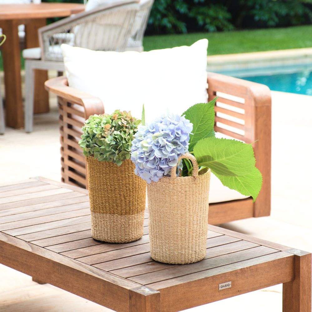 Mustard Tall Woven Basket Vase - Wicker Basket | LIKHÂ