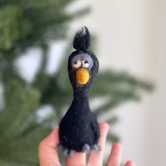 Black Sloppy Bird Finger Puppet - Chickadees Wooden Toys