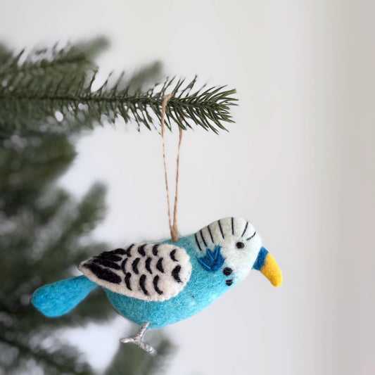 Blue Budgerigar Felt Ornament