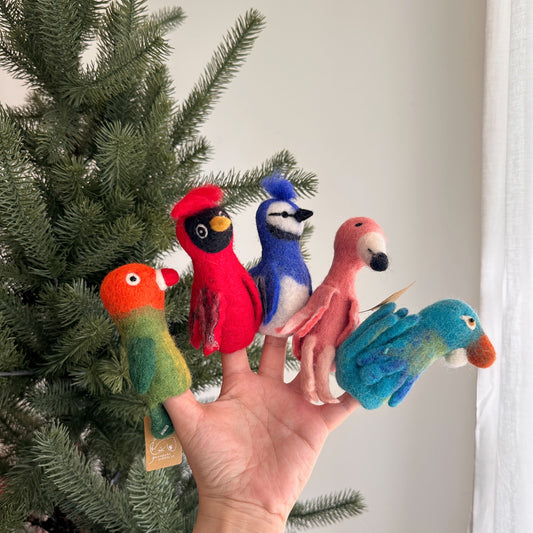 Blue Jay Finger Puppet - Chickadees Wooden Toys