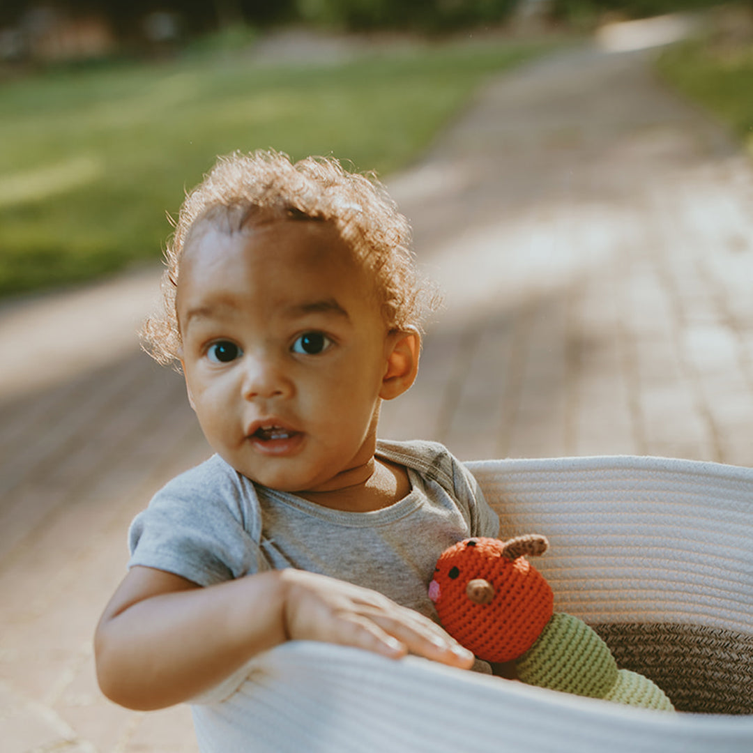 Caterpillar Rattle - Red - Chickadees Wooden Toys