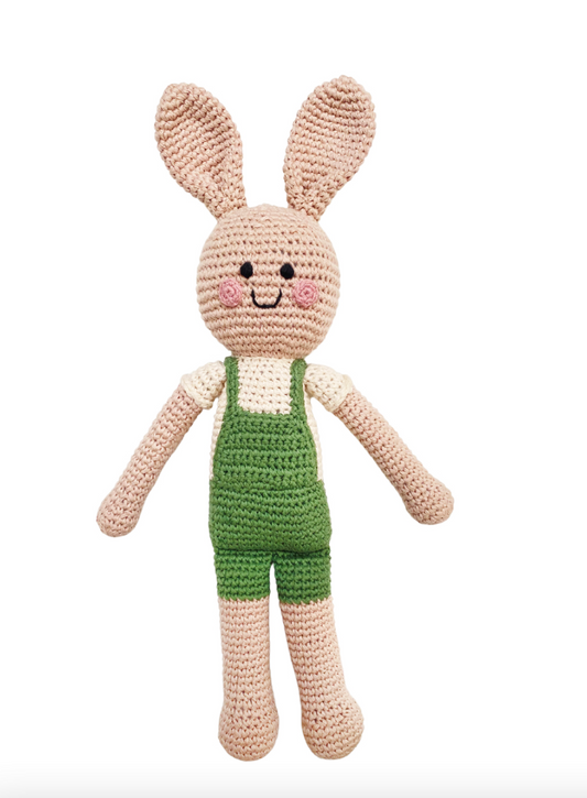 Springtime Easter Bunny in Suspenders - Crochet Plush - Chickadees Wooden Toys