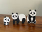 Wooden Panda Figurines Set of 3