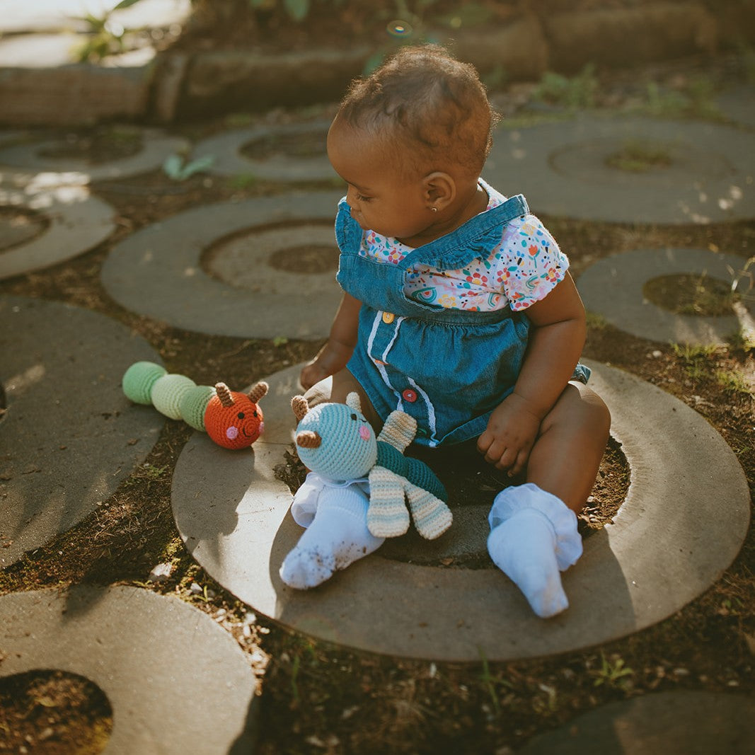 Caterpillar Rattle - Red - Chickadees Wooden Toys