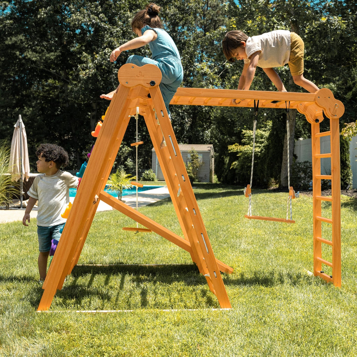 Chestnut - Outdoor and Indoor 8-in-1 Jungle Gym for Toddlers Playset