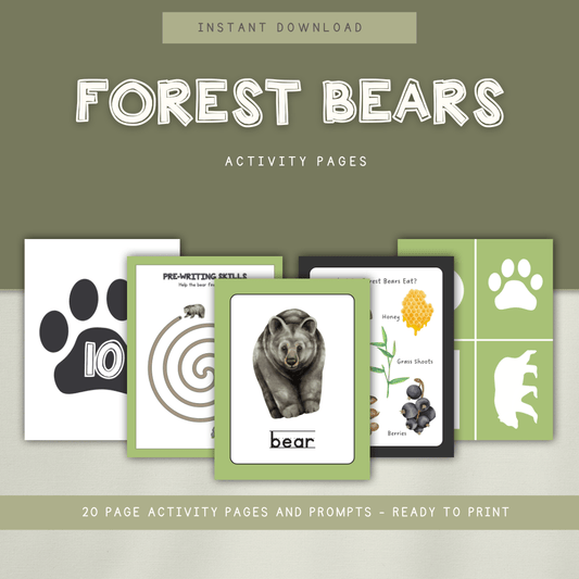 Forest Bears Preschool Activity Pages - Chickadees Wooden Toys