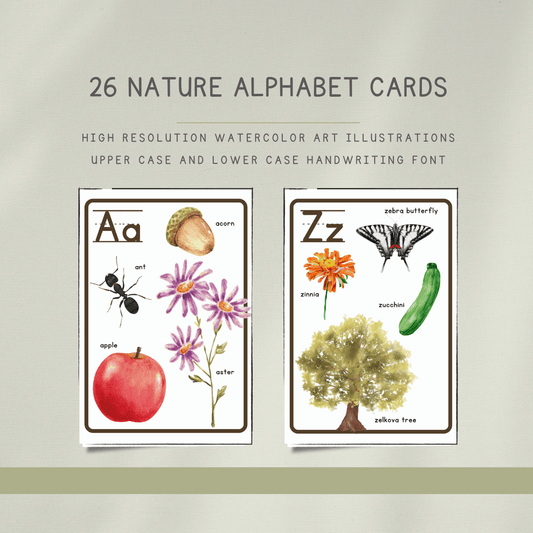 Nature Alphabet Flashcards - DIGITAL DOWNLOAD - Chickadees Wooden Toys