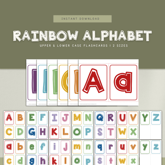Rainbow Alphabet Flashcards - DIGITAL DOWNLOAD - Chickadees Wooden Toys
