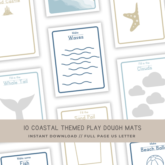 10 Coastal Play Dough Mats - Digital Download - Chickadees Wooden Toys