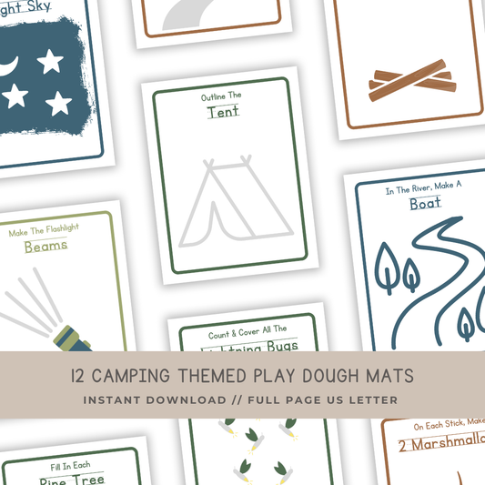 12 Campng Play Dough Mats - Digital Download - Chickadees Wooden Toys