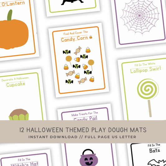 12 Halloween Play Dough Mats - Digital Download - Chickadees Wooden Toys
