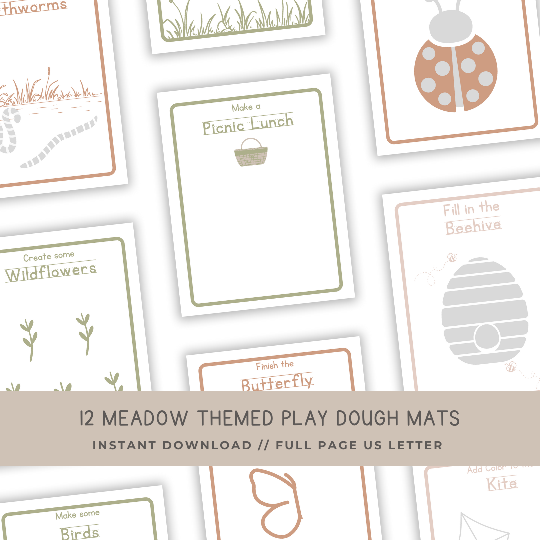12 Meadow Play Dough Mats - Digital Download - Chickadees Wooden Toys