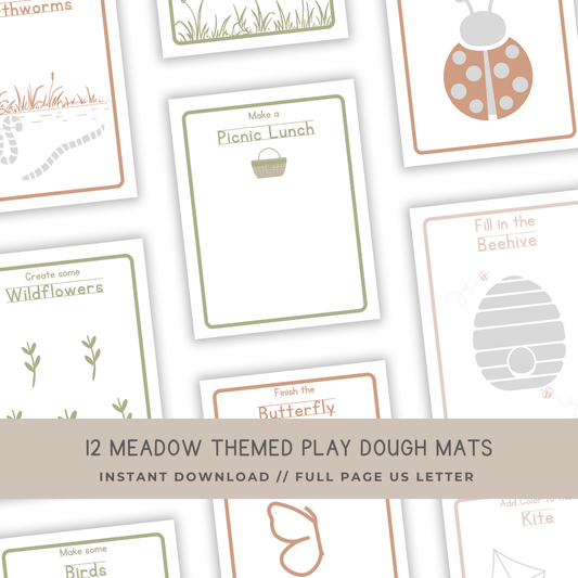 12 Meadow Play Dough Mats - Digital Download - Chickadees Wooden Toys