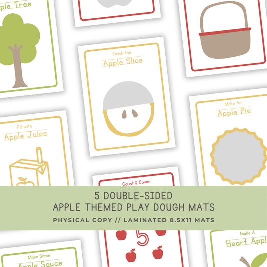 5 Double-sided Apple Play Dough Mats - Physical Product - Chickadees Wooden Toys