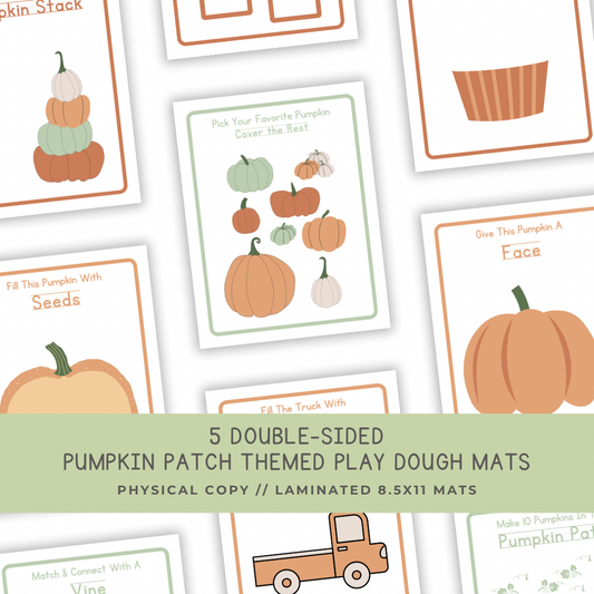 5 Double-sided Pumpkin Patch Play Dough Mats - Physical Product - Chickadees Wooden Toys