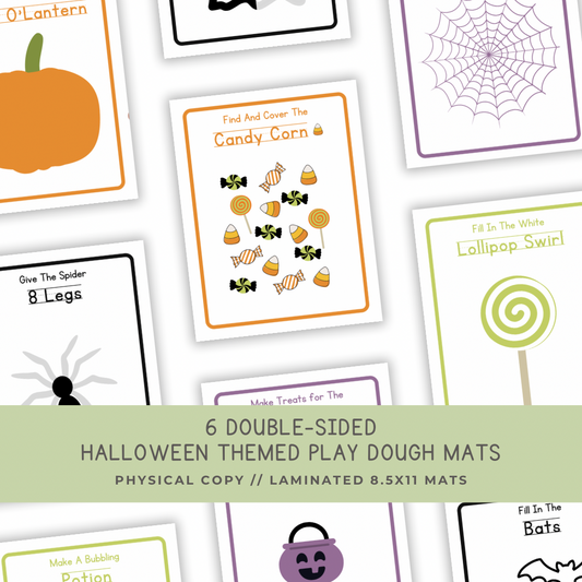 6 Double-sided Halloween Play Dough Mats - Physical Product - Chickadees Wooden Toys