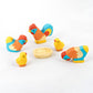 Waldorf Wooden Rooster with Chickens Set painted- 5 pieces