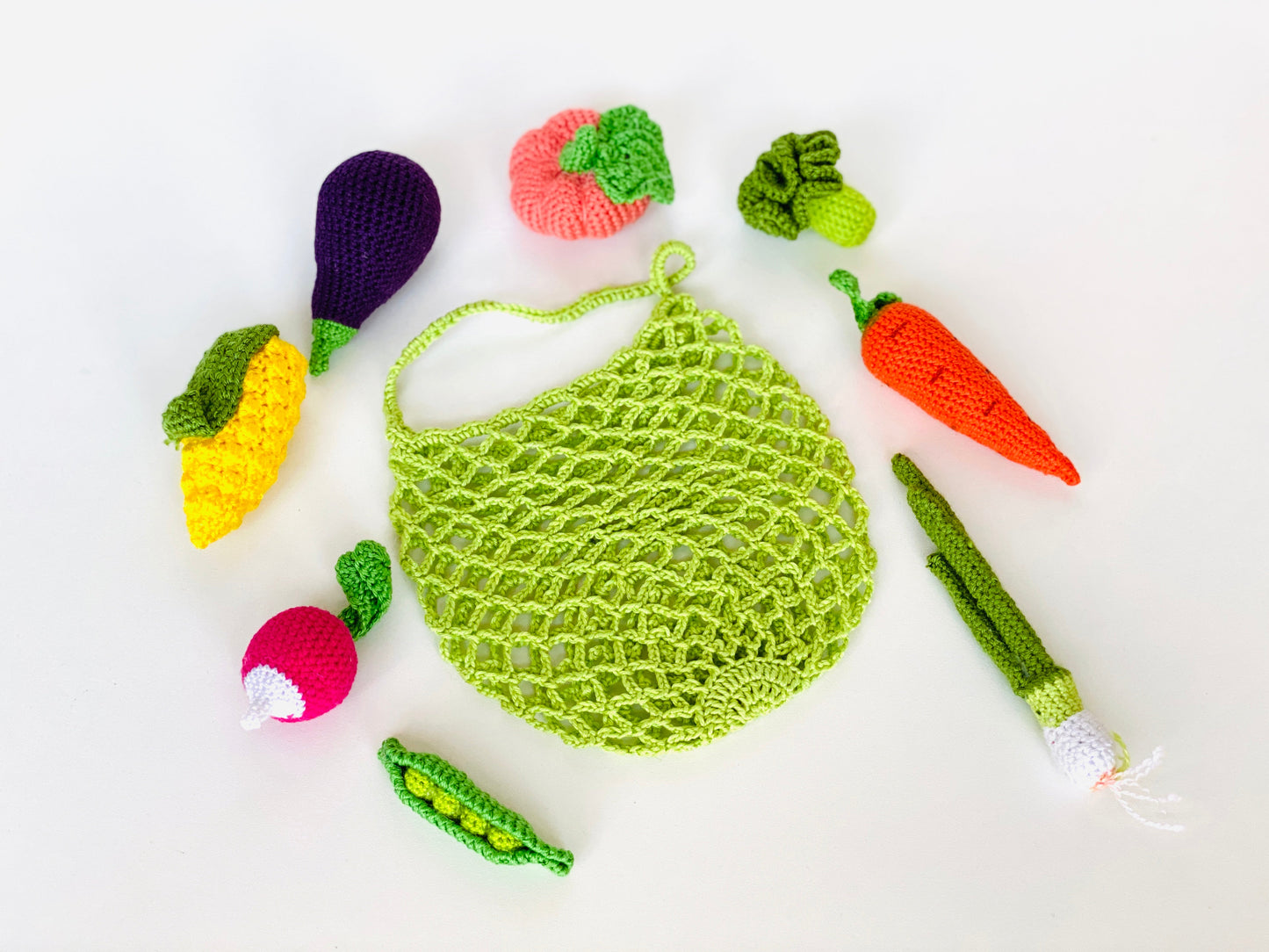 Crochet Vegetables set with a bag