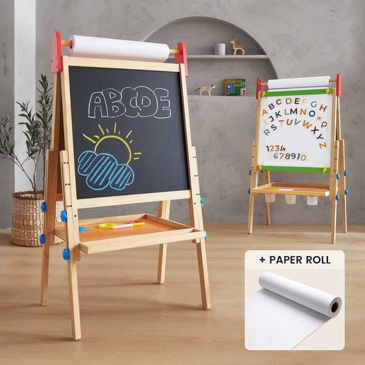 Tiny LandĀ® 3-in-1 Art Easel & Paper Roll Set - Chickadees Wooden Toys