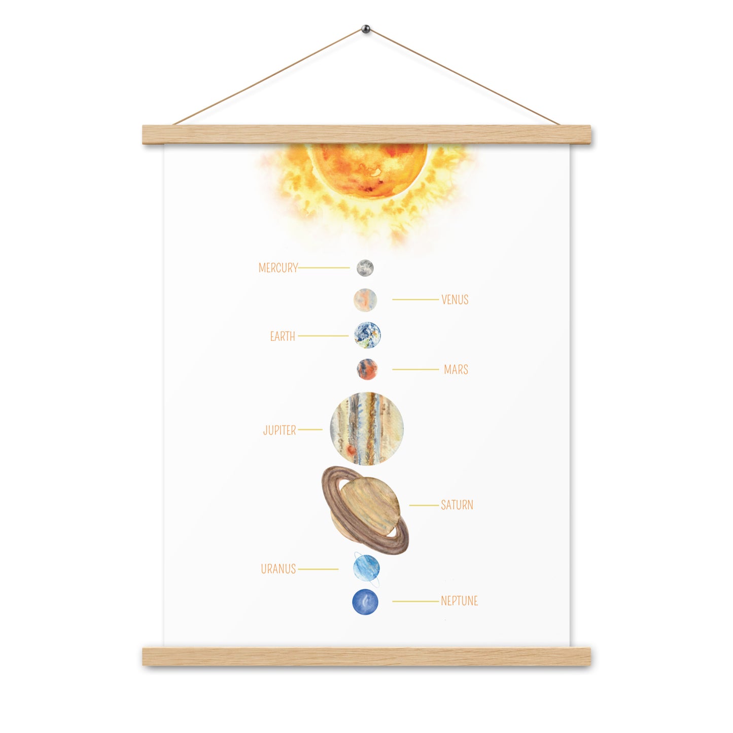 Solar System - Matte 18x24 Poster with Wooden Hanger - White