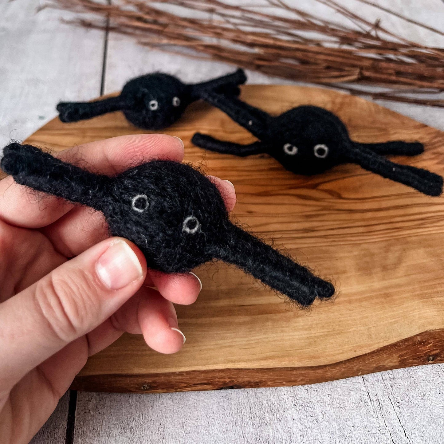 3 Wool Felt Spiders