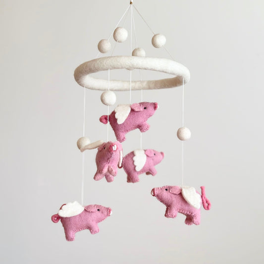 Felt Baby Mobile - Flying Pig - Chickadees Wooden Toys