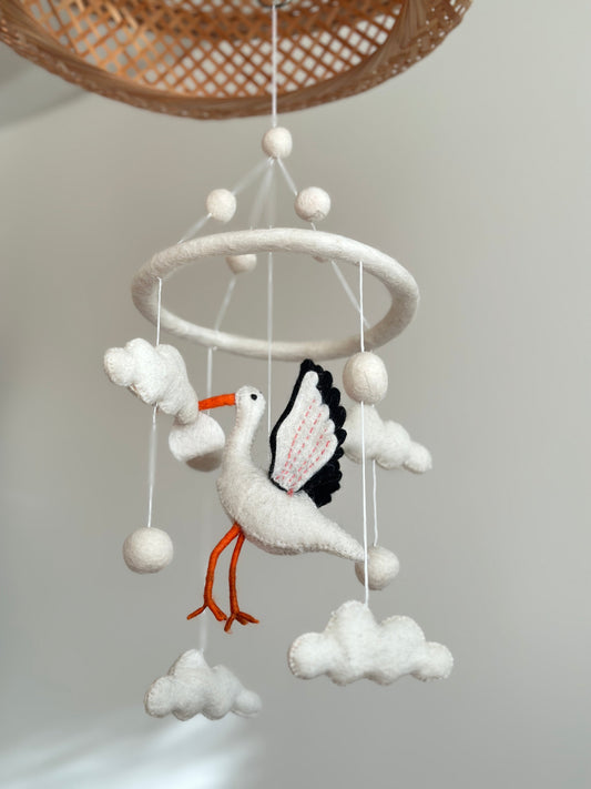 Felt Baby Mobile - Stork - Chickadees Wooden Toys