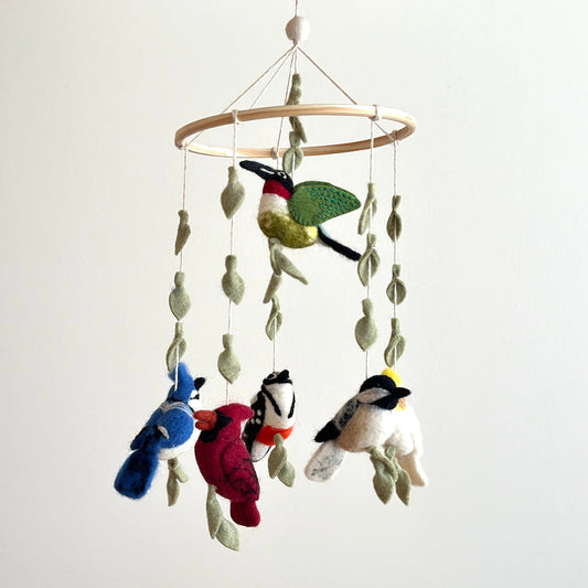 Felt Bird Baby Mobile - Wings of America - Chickadees Wooden Toys
