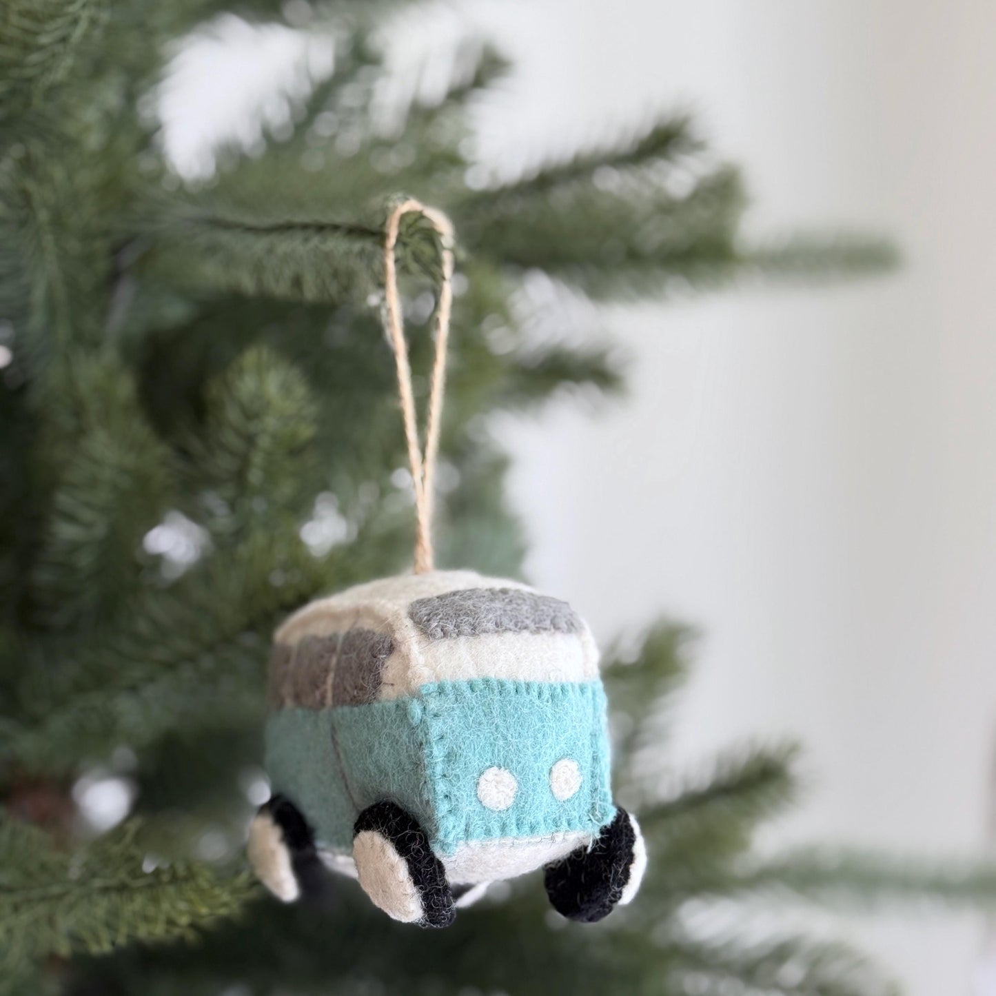 Felt Blue Camper Van Ornament – Retro Wool Felt Christmas Ornament