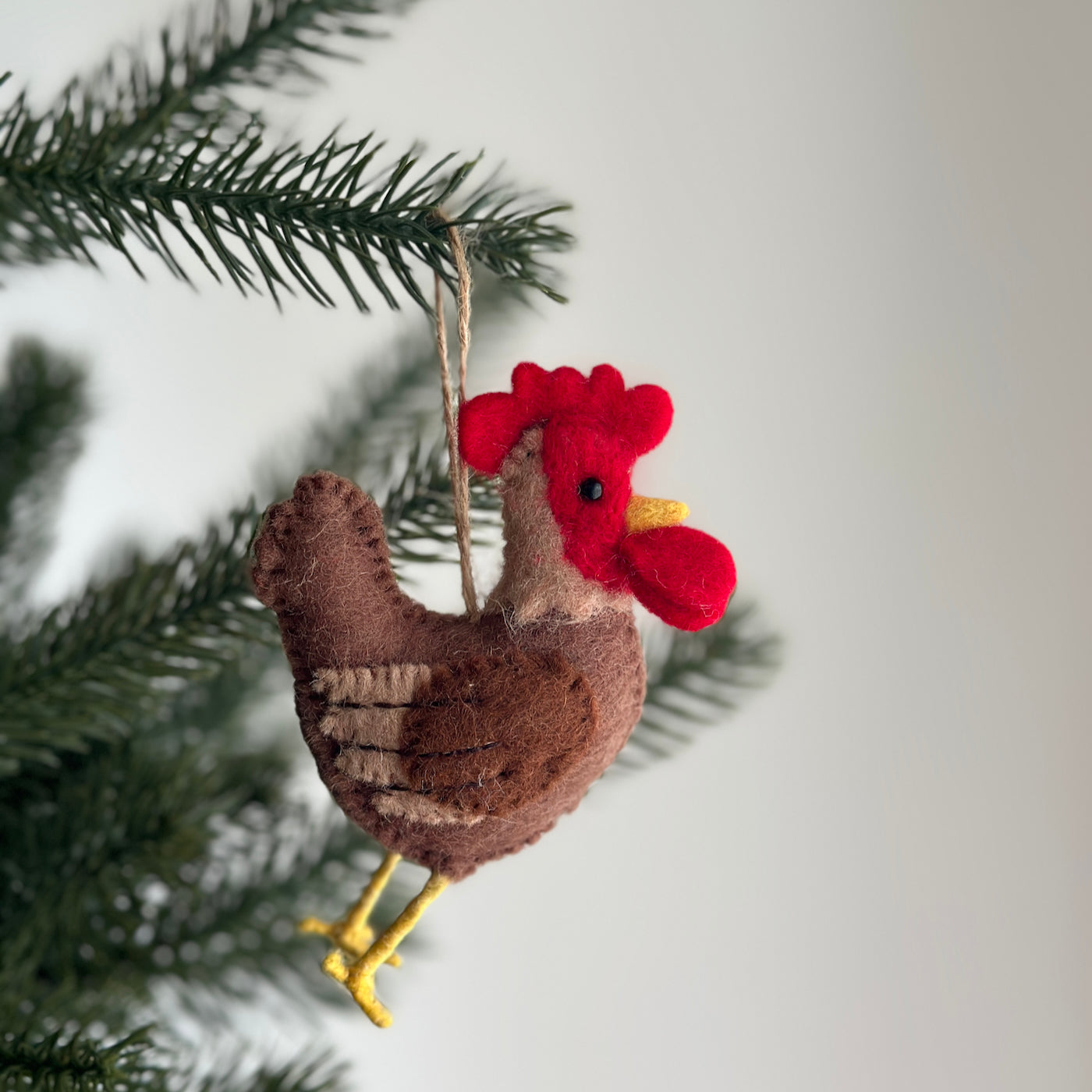 Felt Brown Rooster Ornament - Chickadees Wooden Toys