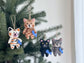 Felt Cat Ornament - Stitched Cat Holding Fish