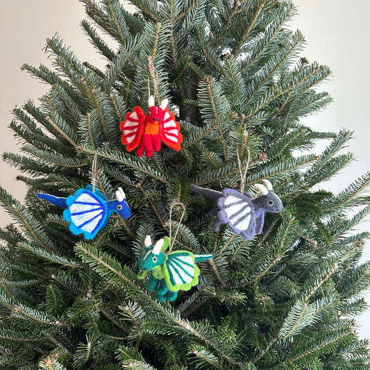 Felt Christmas Ornaments Set of 4 - Flying Dragons