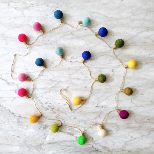 Felt Color Ball Lightbulb Garland - Chickadees Wooden Toys