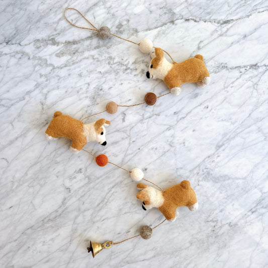 Felt Corgi Garland - Chickadees Wooden Toys
