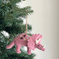Felt Dinosaur Ornament - Pink Triceratops - Chickadees Wooden Toys